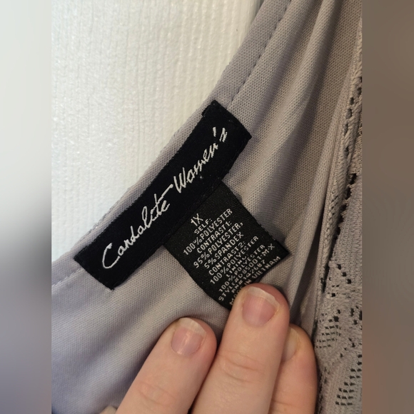 Candalite Womens Lace Overlay Sleeveless Mermaid Maxi Dress in Gray Plus 1X - Picture 3 of 5